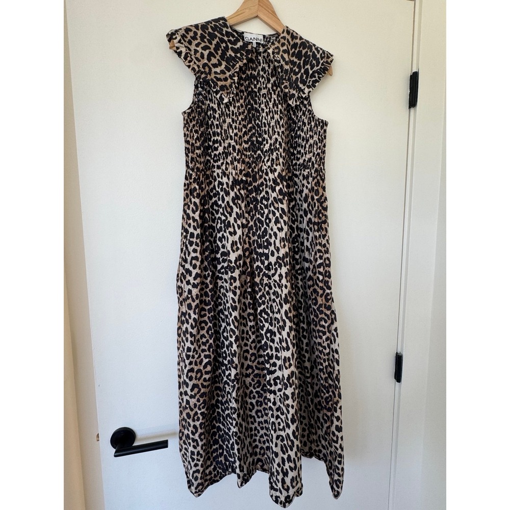 GANNI Pan Collar zip front Maxi Dress: EU 32